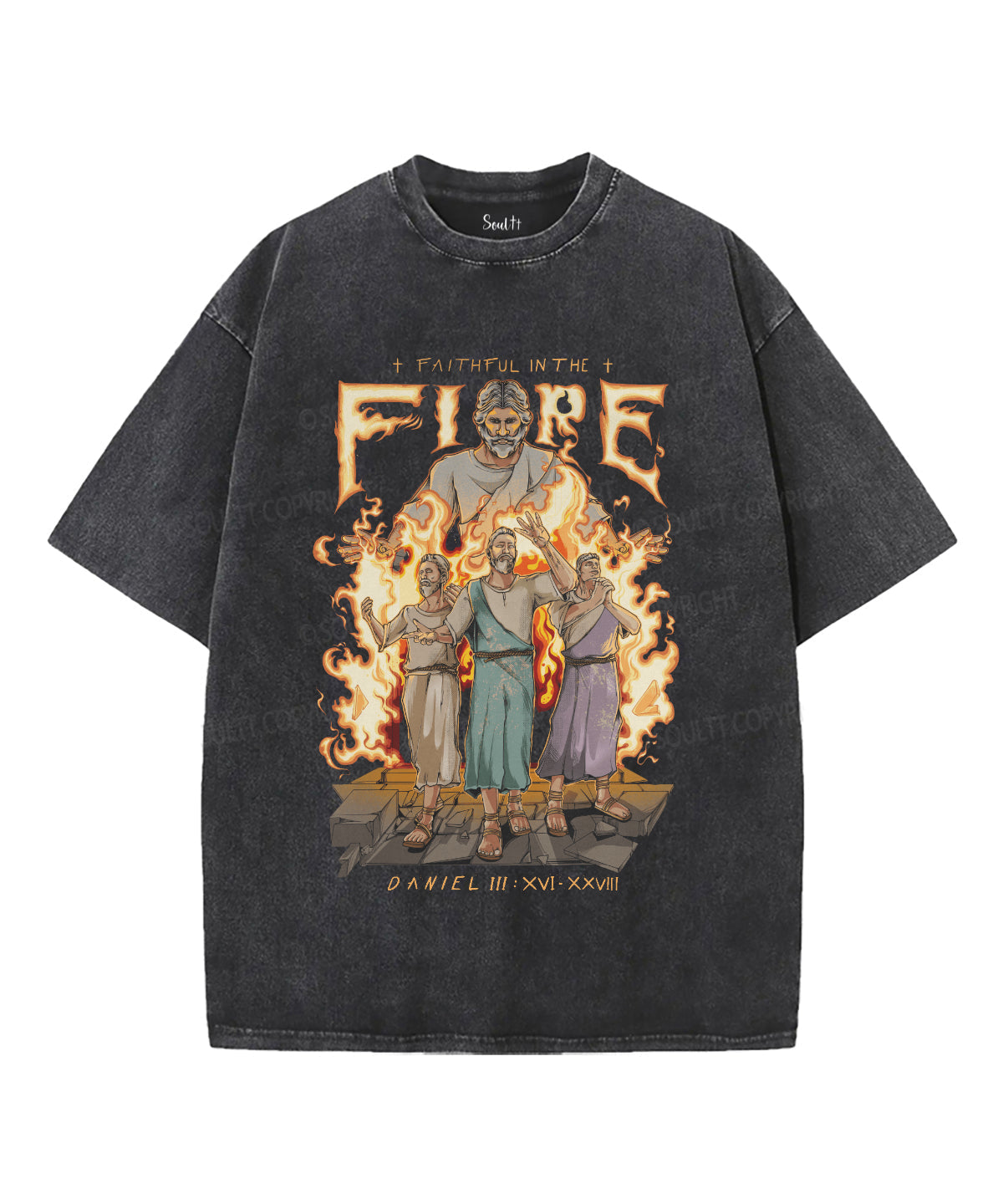 Faithfu In The Fire Washed Christian T-shirt Hoodie, Sweatshirt | CiraTrend.com (Image 1)