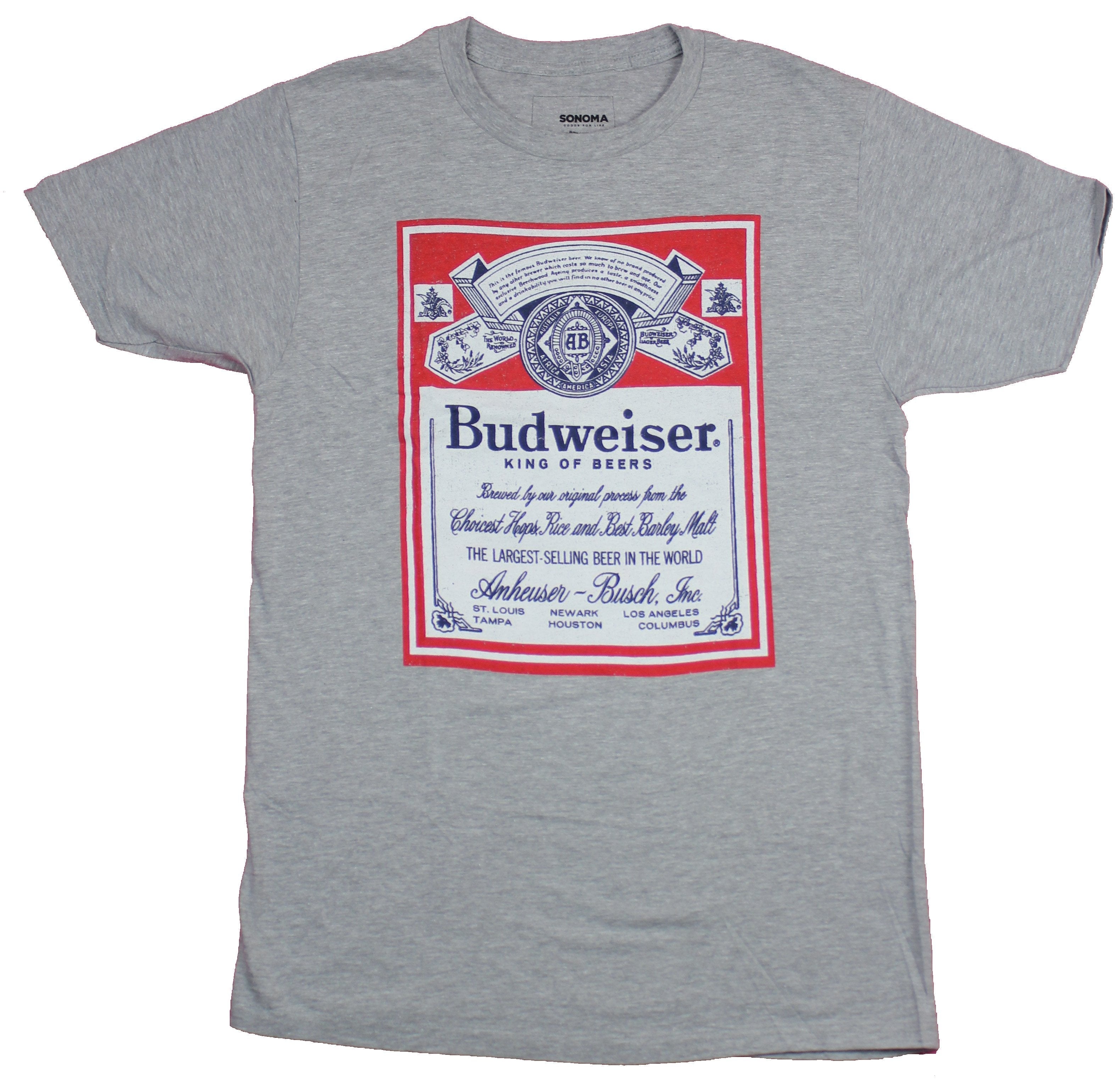 Budweiser Mens T-Shirt  - Classic Red White Blue Label Image Hoodie, Sweatshirt | CiraTrend.com