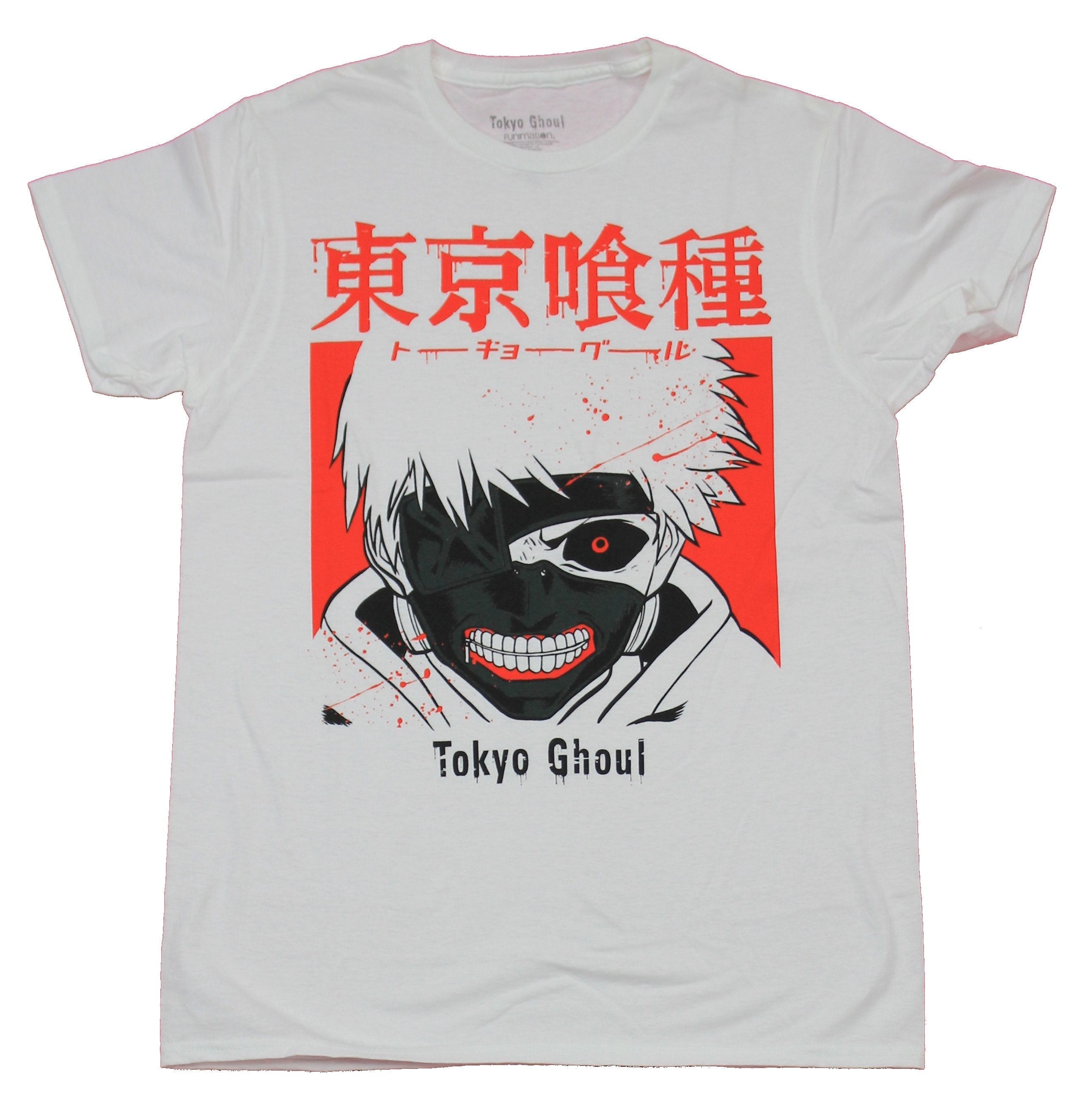 Tokyo Ghoul Mens T-Shirt - Darkened Ghouls Smile Under Kanji Image Hoodie, Sweatshirt | CiraTrend.com