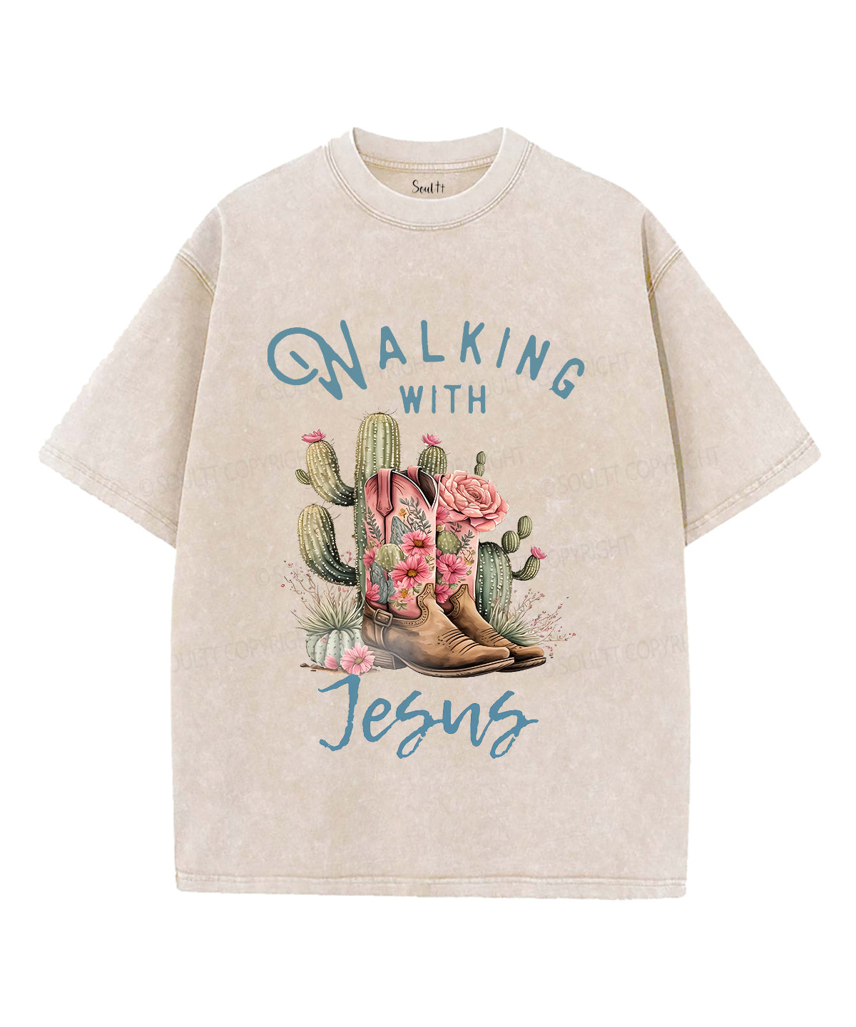 Walking With Jesus Unisex Washed Christian T-shirt Hoodie, Sweatshirt | CiraTrend.com (Image 4)