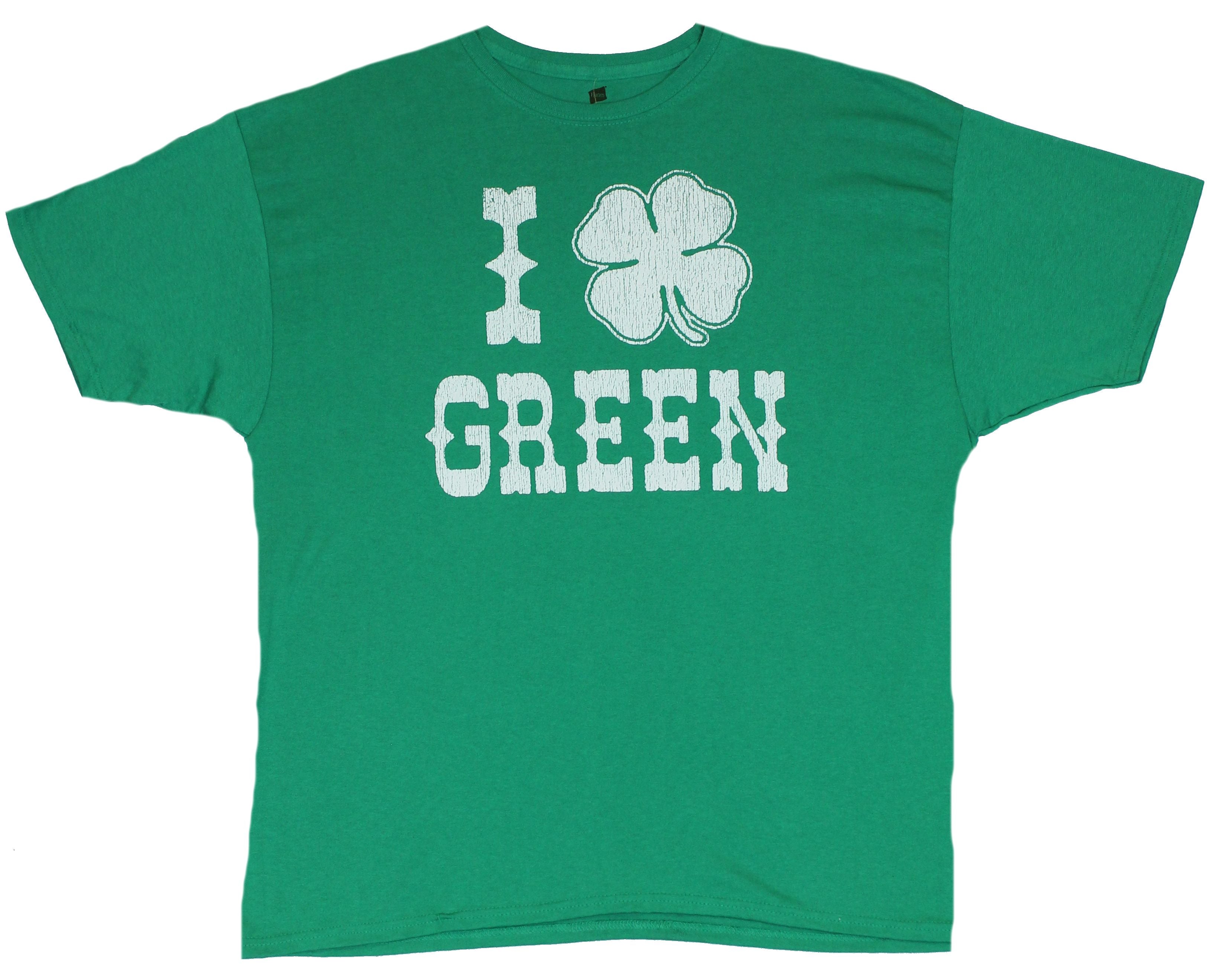 St. Patricks Day Mens T-Shirt  - I (Clover) Green on Green Hoodie, Sweatshirt | CiraTrend.com