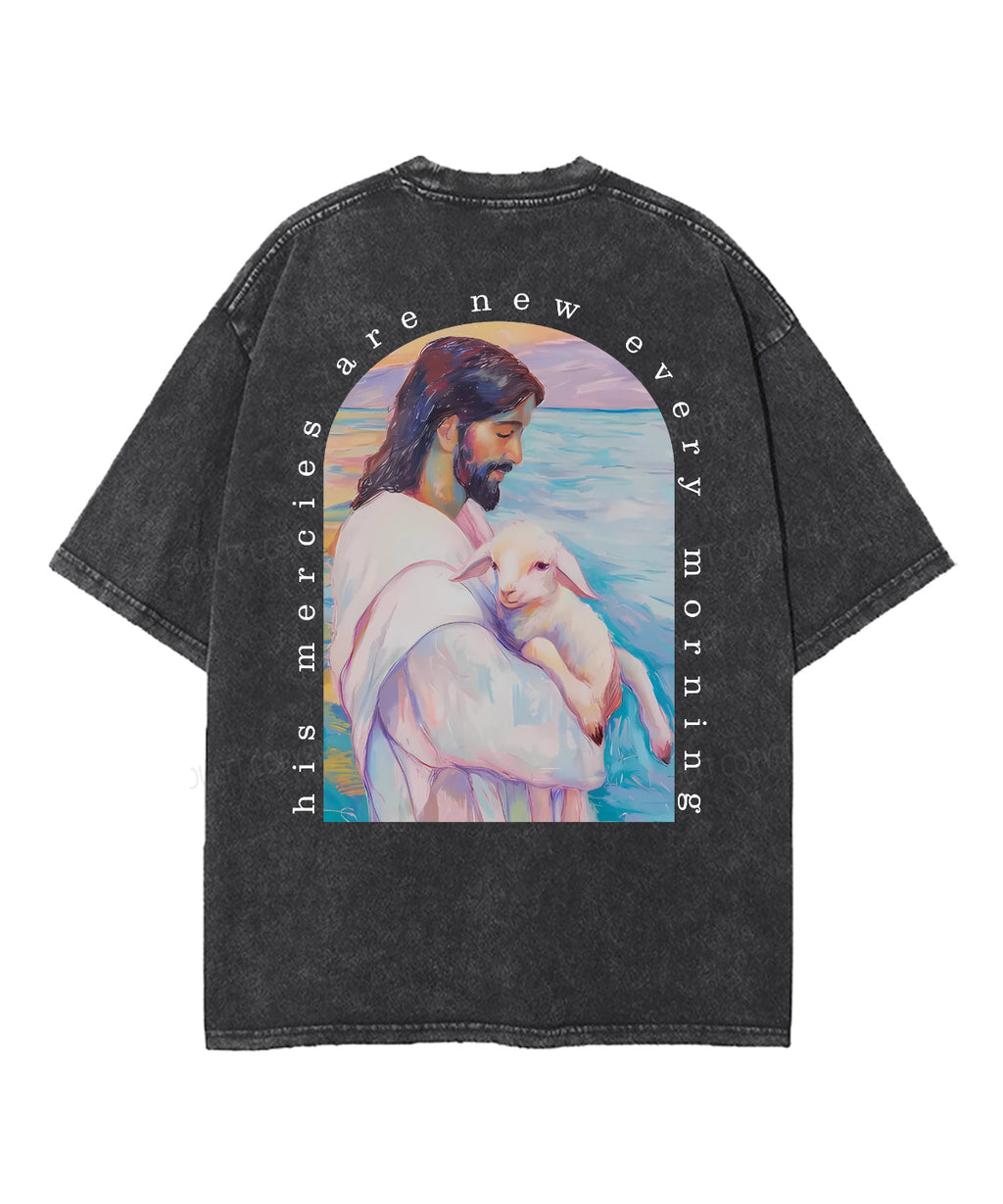 His Mercies Are New Every Morning Double Sided Unisex Washed Christian T-shirt Style002 Hoodie, Sweatshirt (Image 5)