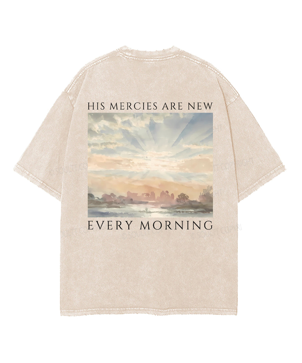 His Mercies Are New Every Morning Double Sided Unisex Washed Christian T-shirt Style003 Hoodie, Sweatshirt (Image 2)