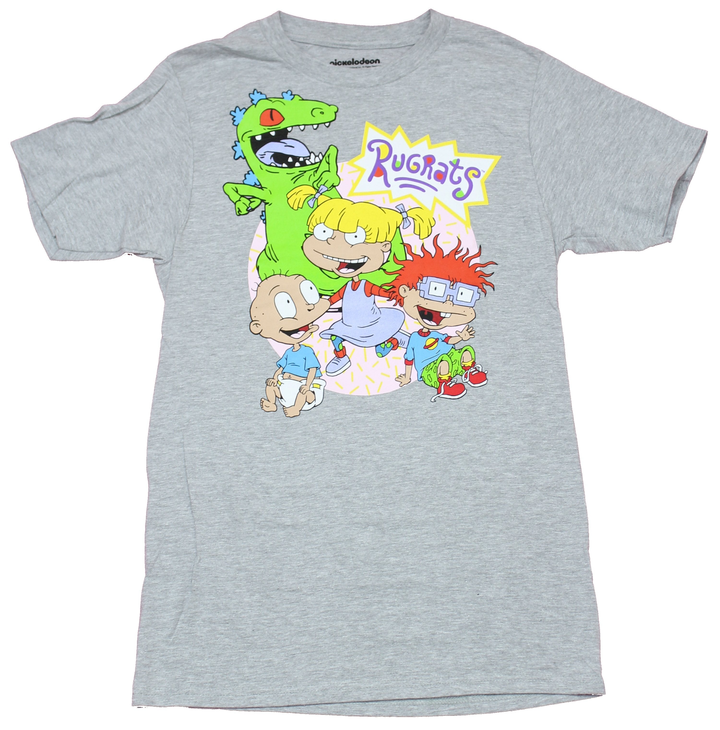 Rugrats Mens T-Shirt - Pink Circle Smiling Group Hoodie, Sweatshirt | CiraTrend.com