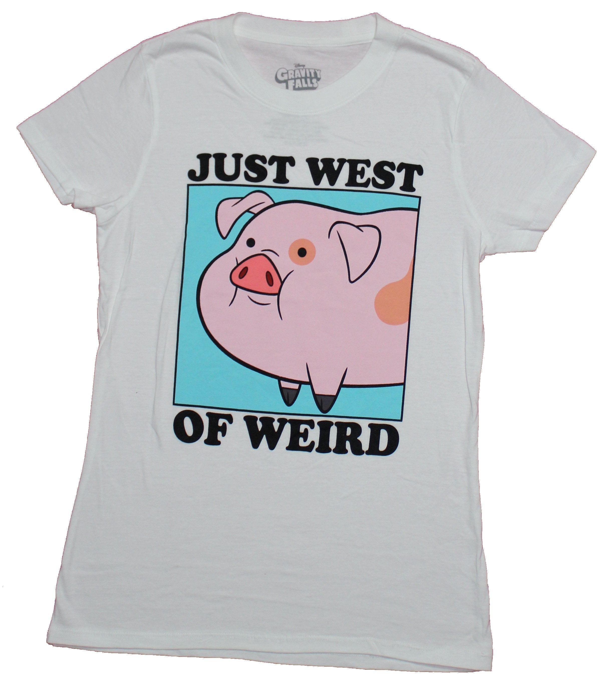 Gravity Falls Girls Juniors T-Shirt - Just West of Weird Pig Image Hoodie, Sweatshirt | CiraTrend.com