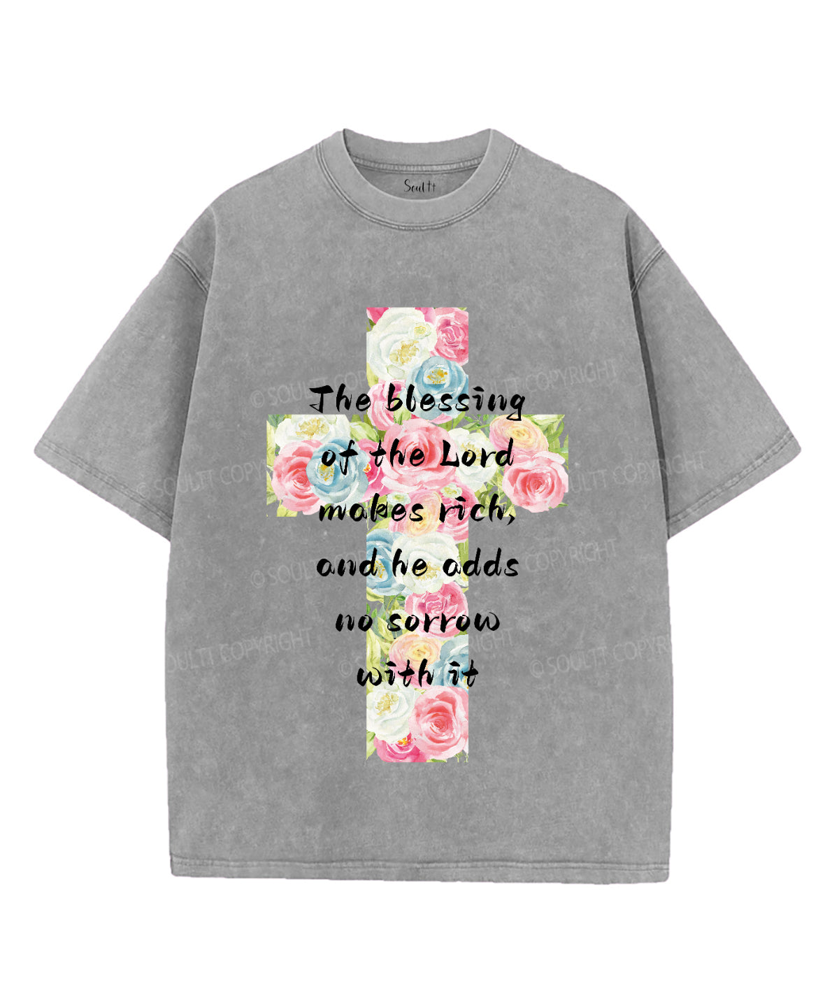 The Blessing of the Lord Makes Rich Unisex Washed Christian T-shirt Hoodie, Sweatshirt | CiraTrend.com (Image 2)
