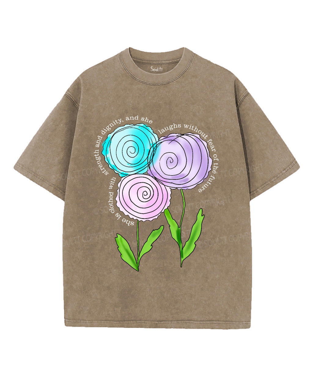 She Is Clothed With Strength And Dignity Washed Christian T-shirt Hoodie, Sweatshirt | CiraTrend.com (Image 4)