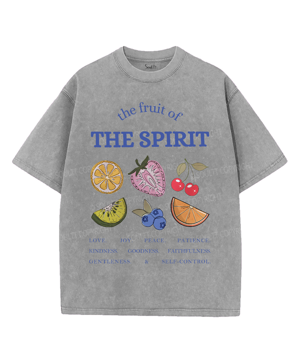 The Fruit Of The Spirit Single Sided Unisex Washed Christian T-shirt Hoodie, Sweatshirt | CiraTrend.com (Image 3)