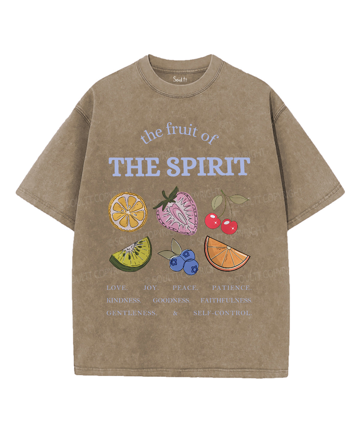 The Fruit Of The Spirit Single Sided Unisex Washed Christian T-shirt Hoodie, Sweatshirt | CiraTrend.com (Image 5)