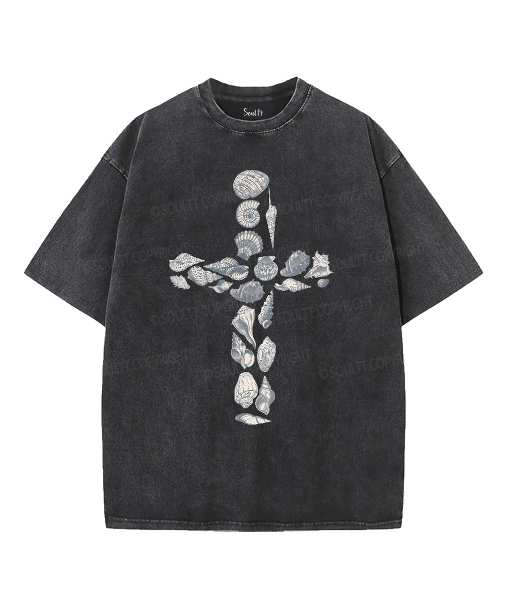 Ocean Baker Cross Unisex Washed Christian T-shirt Hoodie, Sweatshirt | CiraTrend.com (Image 2)