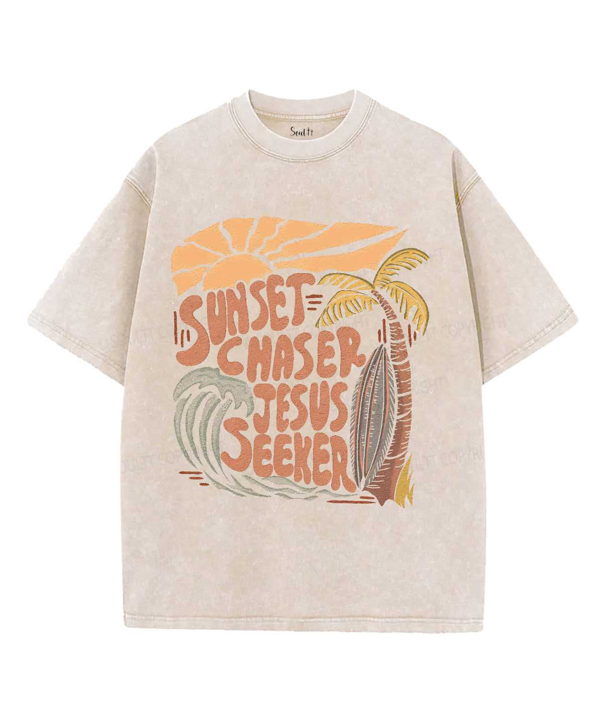 Sunset Chaser Jesus Seeker Unisex Washed Christian T-shirt Hoodie, Sweatshirt | CiraTrend.com (Image 2)