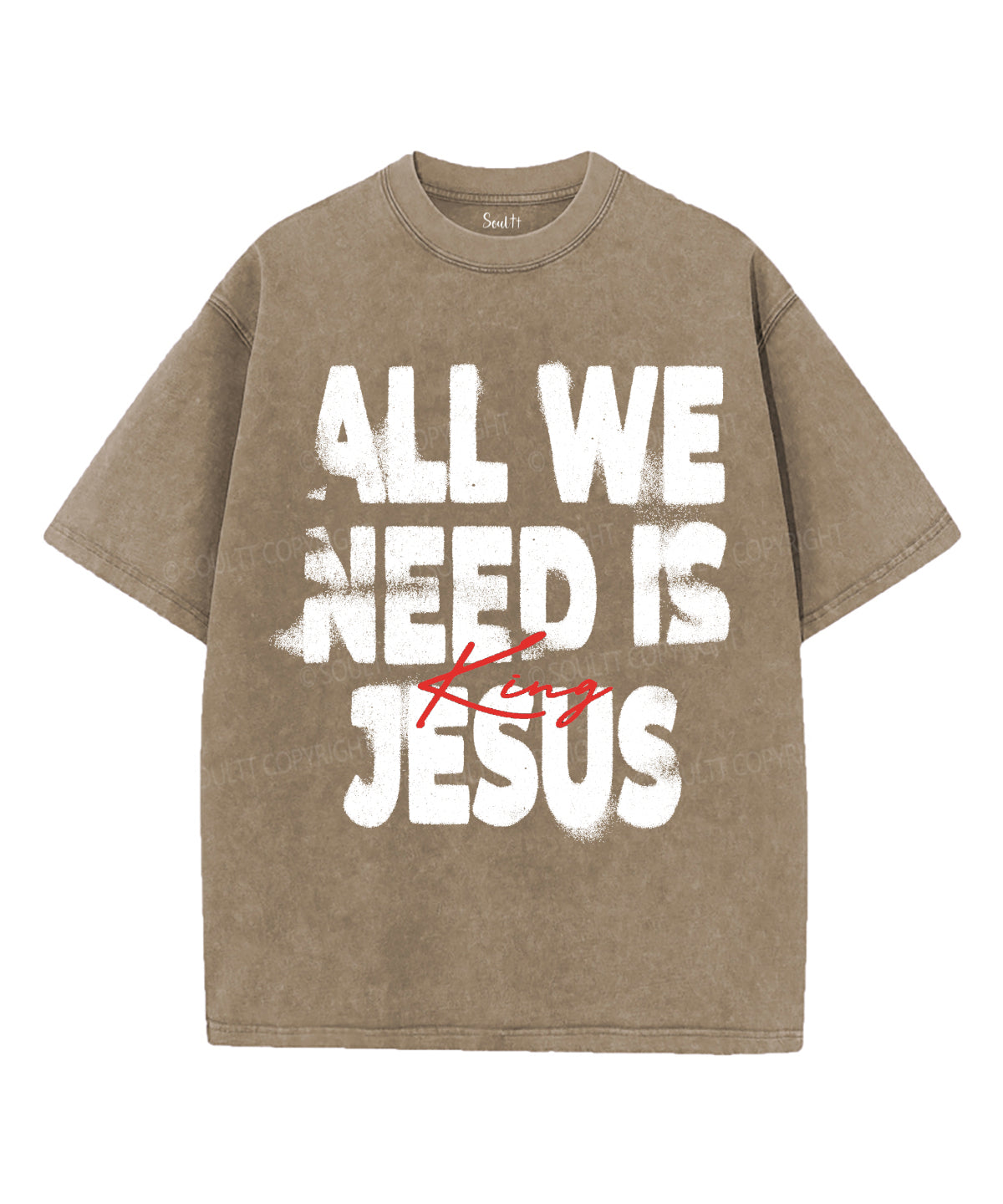 All We Need Is Jesus King Unisex Washed Christian T-shirt Hoodie, Sweatshirt | CiraTrend.com (Image 5)