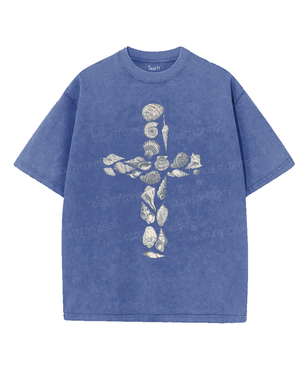 Ocean Baker Cross Unisex Washed Christian T-shirt Hoodie, Sweatshirt | CiraTrend.com (Image 4)