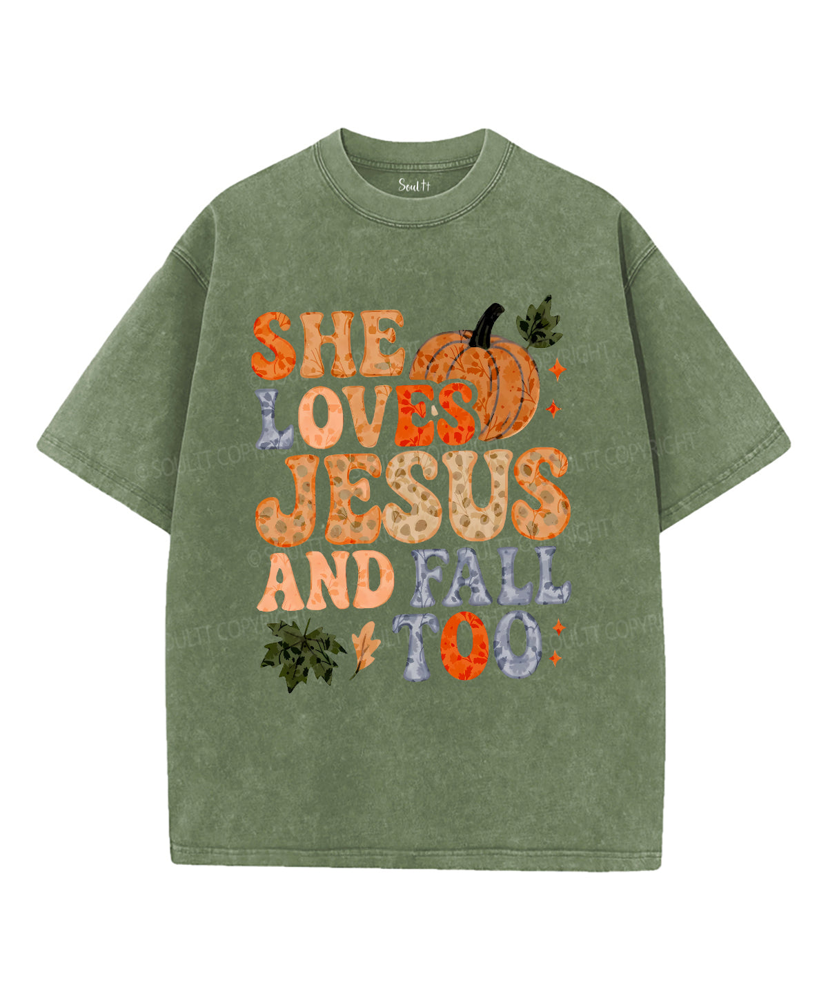 She Loves Jesus And Fall Too Unisex Washed Christian T-shirt Hoodie, Sweatshirt | CiraTrend.com (Image 4)