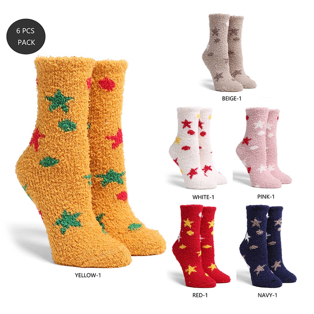 Luxury Soft Stars Moons Mini Crew Winter Socks