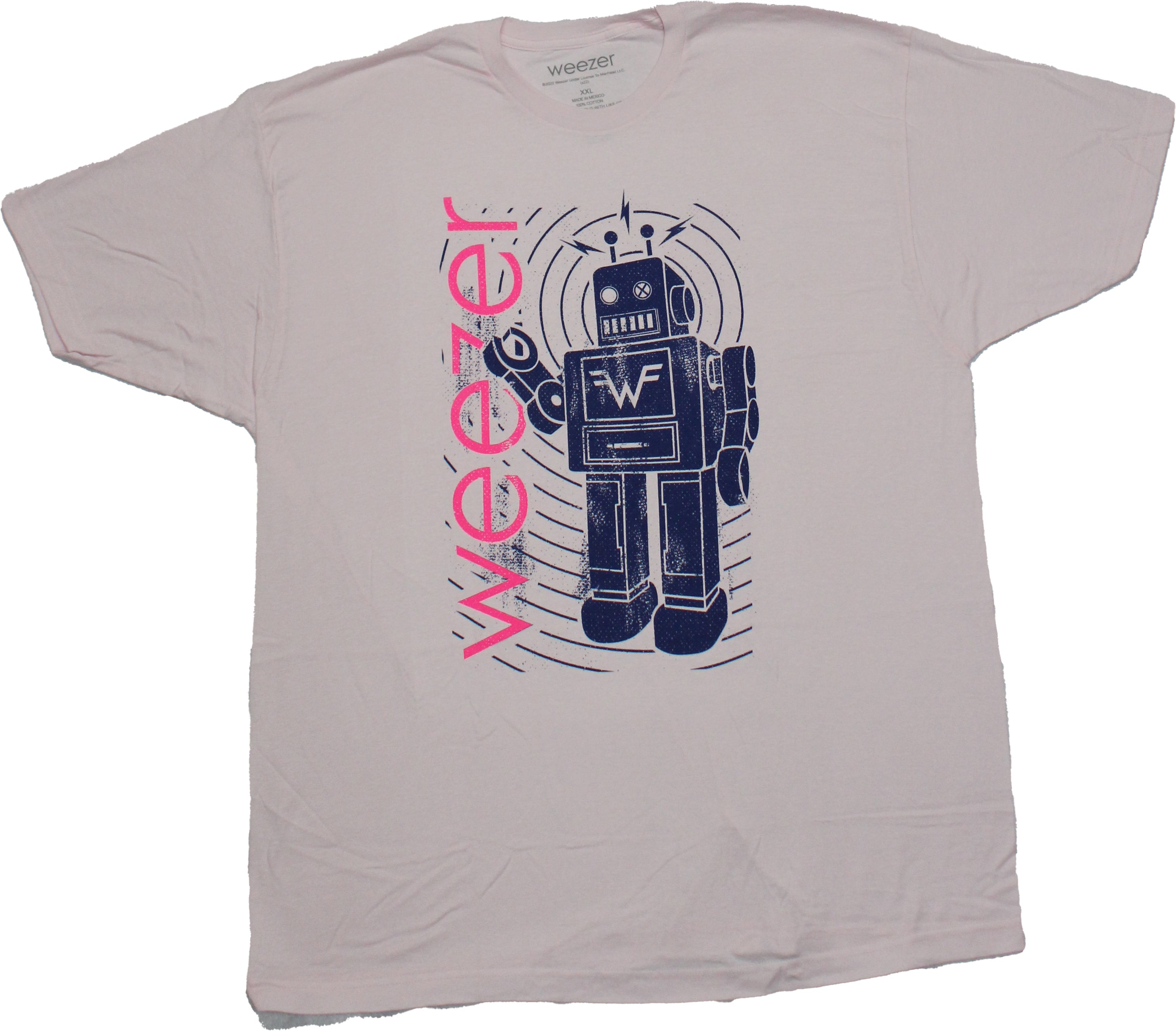 Weezer Mens T-Shirt - Distressed Robot Pink Name Logo Hoodie, Sweatshirt | CiraTrend.com