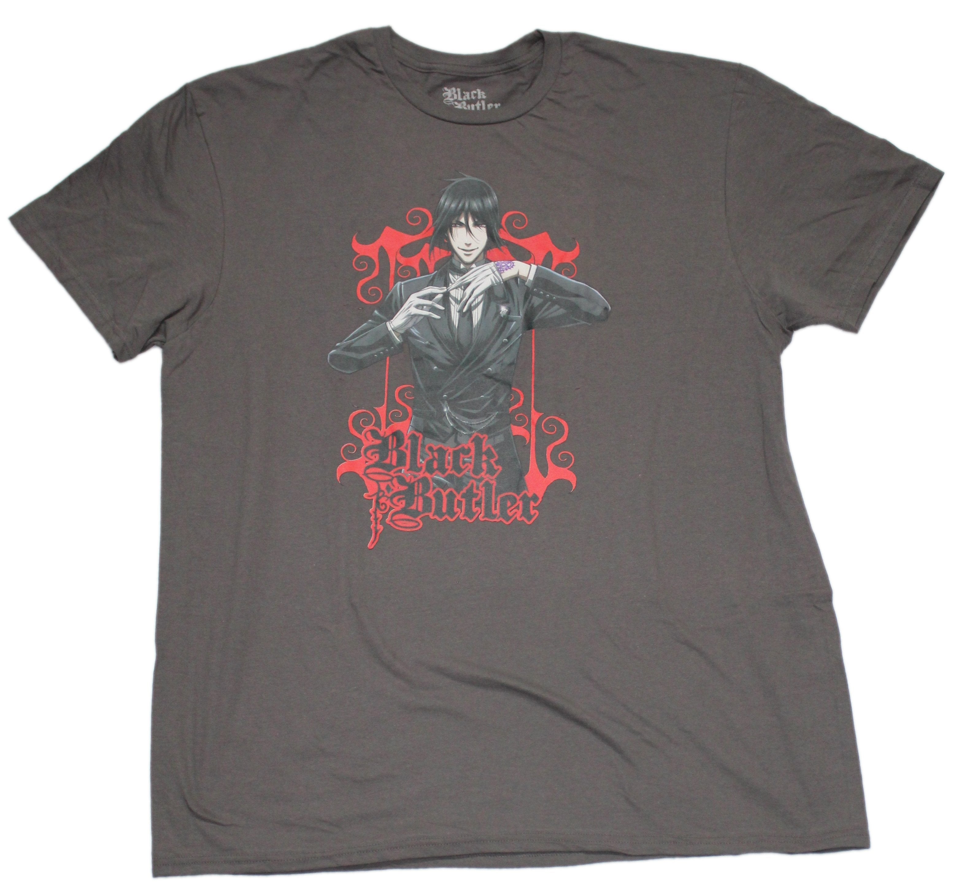Black Butler Mens T-Shirt - Sebastian Over Logo Glove Removal Hoodie, Sweatshirt | CiraTrend.com