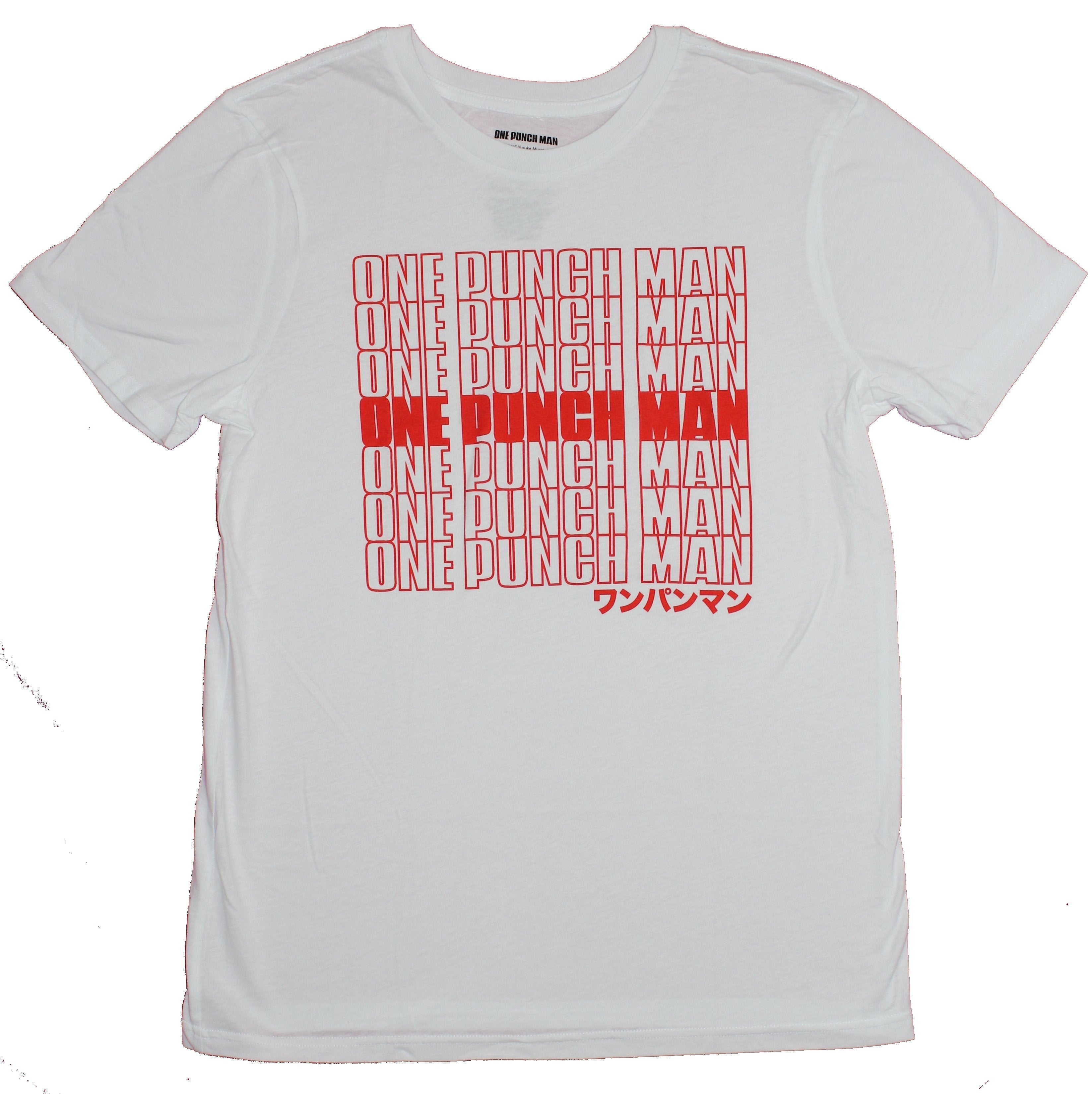 One Punch Man Mens T-Shirt - Name Drop Design in Red Hoodie, Sweatshirt | CiraTrend.com
