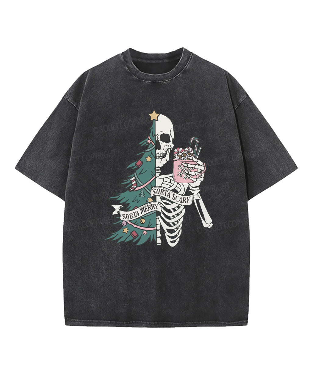 Sorta Merry Sorta Scary Washed Christian T-shirt Hoodie, Sweatshirt | CiraTrend.com (Image 1)