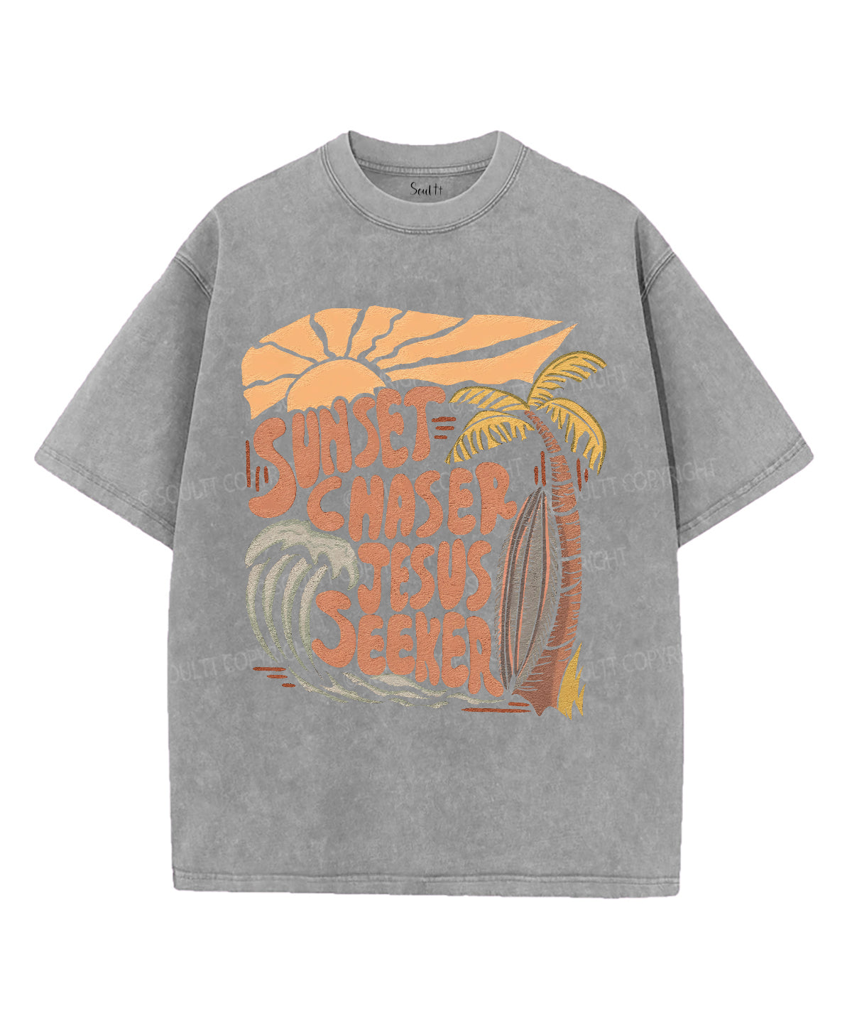 Sunset Chaser Jesus Seeker Unisex Washed Christian T-shirt Hoodie, Sweatshirt | CiraTrend.com (Image 3)