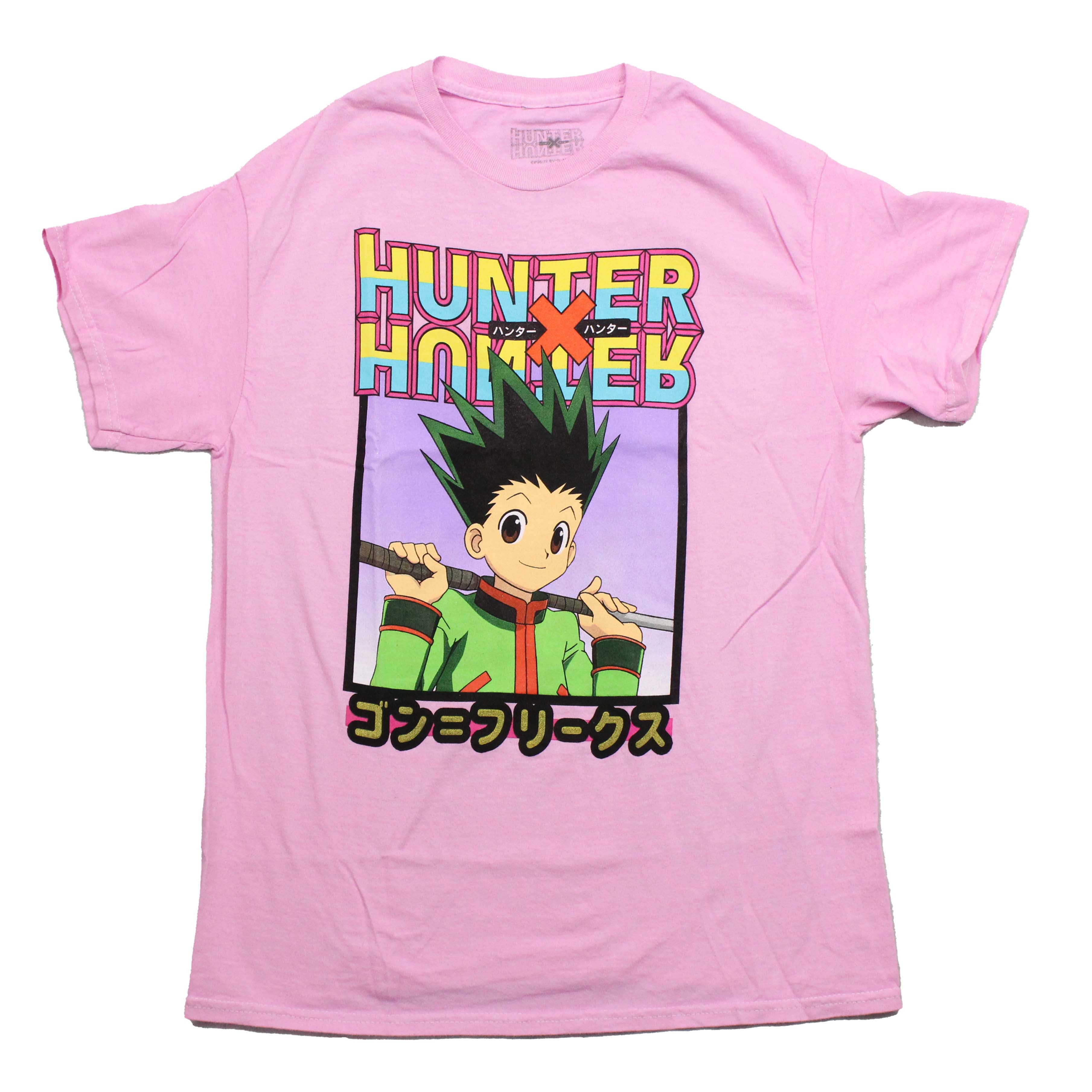 Hunter X Hunter Mens T-Shirt - Gon Sword on Shoulders over Gold Kanji Hoodie, Sweatshirt | CiraTrend.com