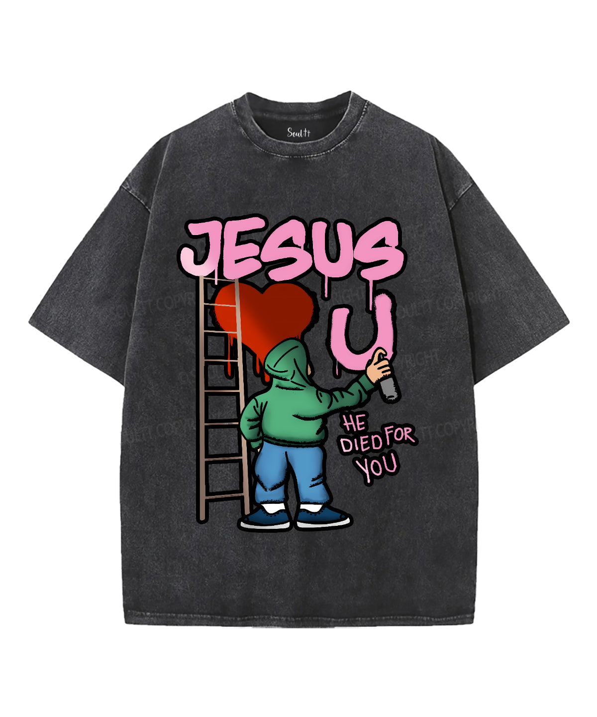 Jesus Love U Unisex Washed Christian T-shirt Hoodie, Sweatshirt | CiraTrend.com (Image 2)