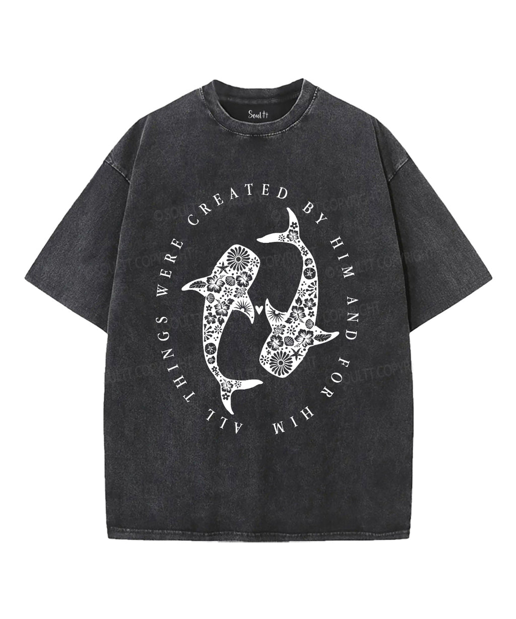 All Things Were Created By Him Unisex Washed Christian T-shirt Hoodie, Sweatshirt | CiraTrend.com (Image 2)
