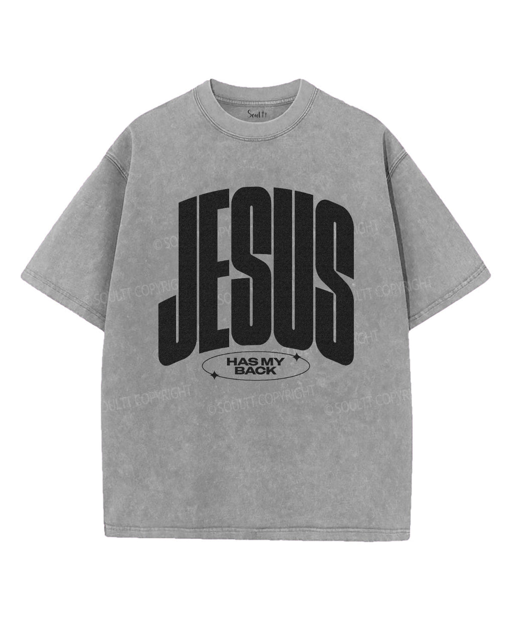 Jesus Has My Back Unisex Washed Christian T-shirt Hoodie, Sweatshirt | CiraTrend.com (Image 3)