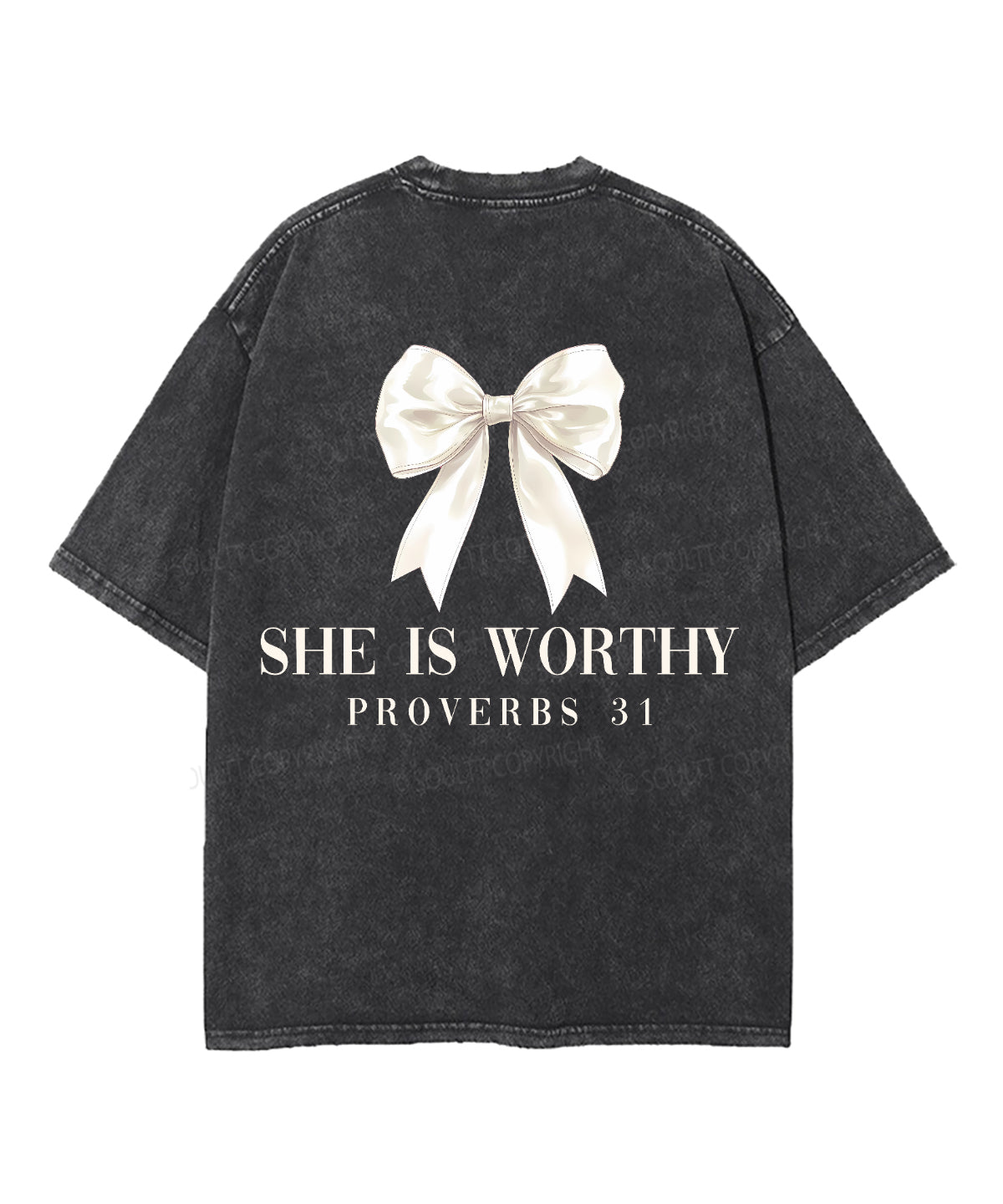 She is Worthy Double Sided Unisex Washed Christian T-shirt Hoodie, Sweatshirt | CiraTrend.com (Image 5)