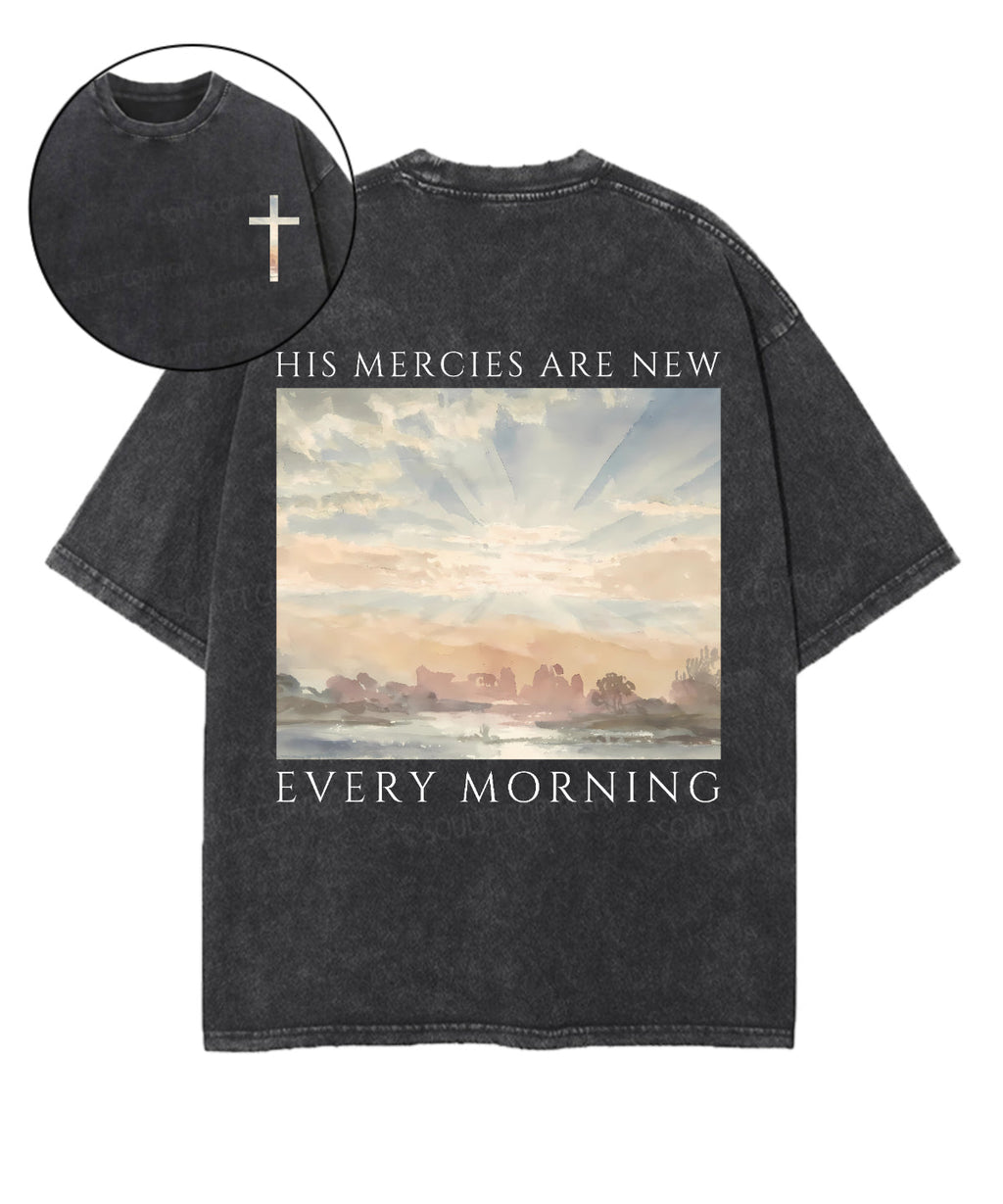 His Mercies Are New Every Morning Double Sided Unisex Washed Christian T-shirt Style003 Hoodie, Sweatshirt (Image 1)