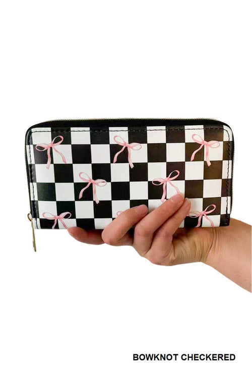 1014 Trendy Bow Ribbon Vegan Leather Long Wallet SI-27934
