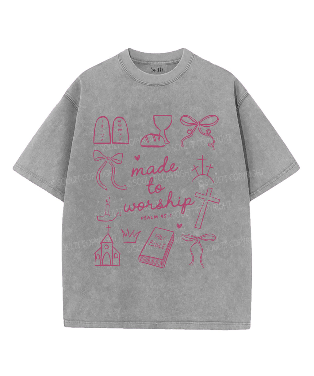 Made To Worship Unisex Washed Christian T-shirt Hoodie, Sweatshirt | CiraTrend.com (Image 2)