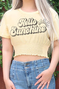 Hello Sunshine Graphic Smocked Crop Top