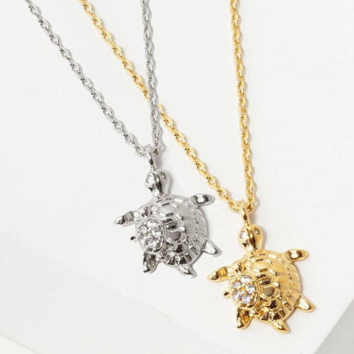 18K Gold White Gold Dipped Sea Turtle Necklace