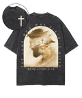 The Lamb Who Was Slain Is Risen Double Sided Unisex Washed Christian T-shirt Hoodie, Sweatshirt | CiraTrend.com (Image 1)