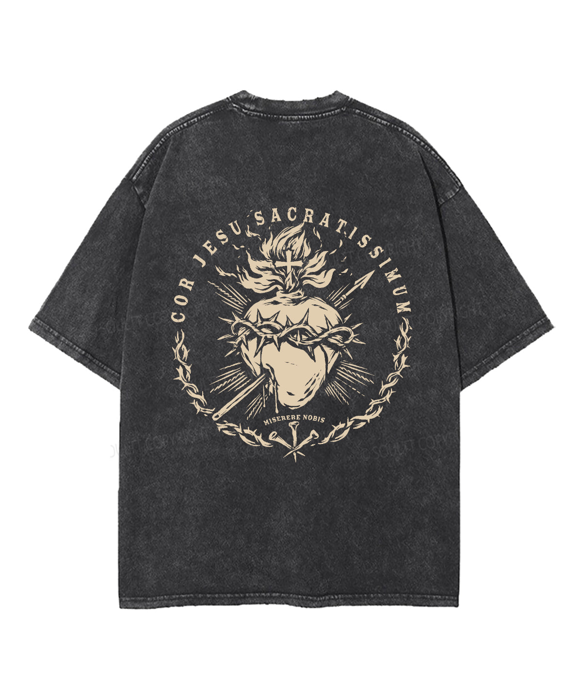 Cor Jesu Sacratissimum Double Sided Unisex Washed Christian T-shirt Hoodie, Sweatshirt | CiraTrend.com (Image 3)