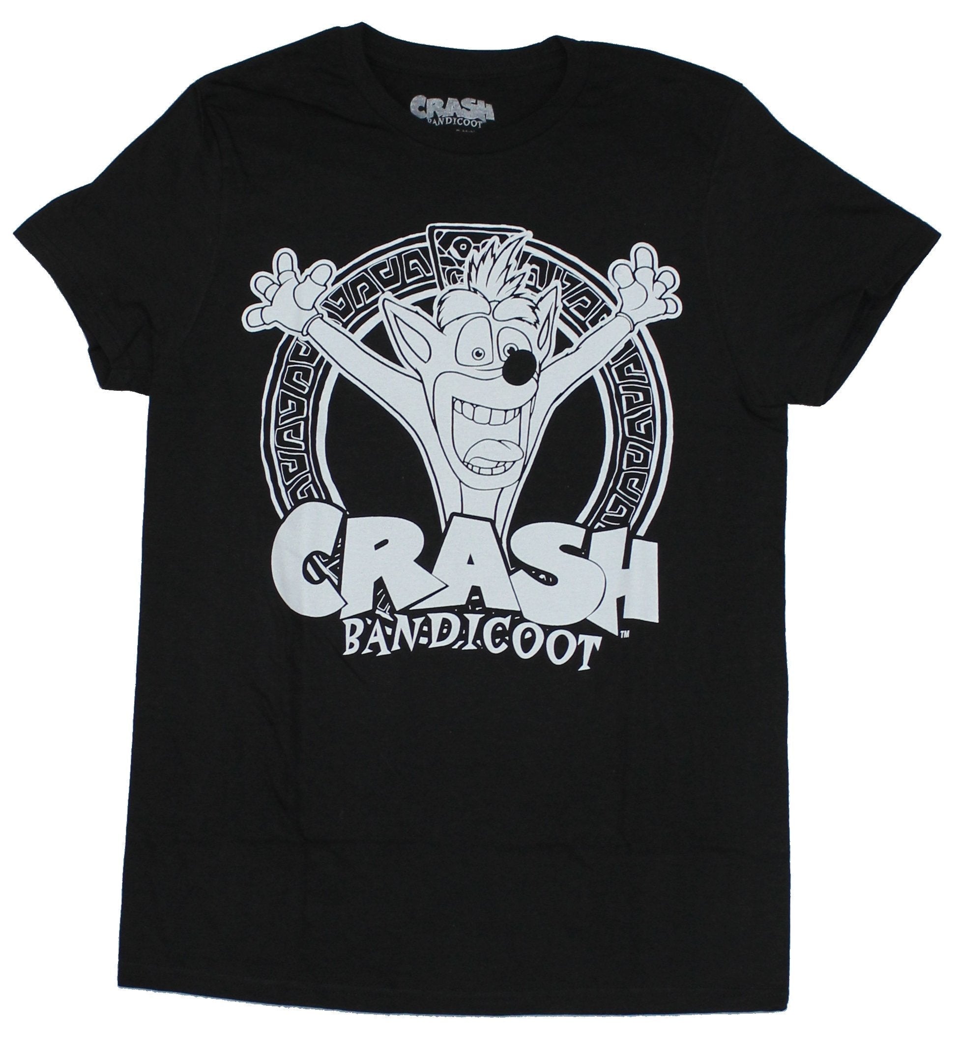 Crash Bandicoot White Print Winking Crash Stone Circle Image T-Shirts, Hoodie, Sweatshirt