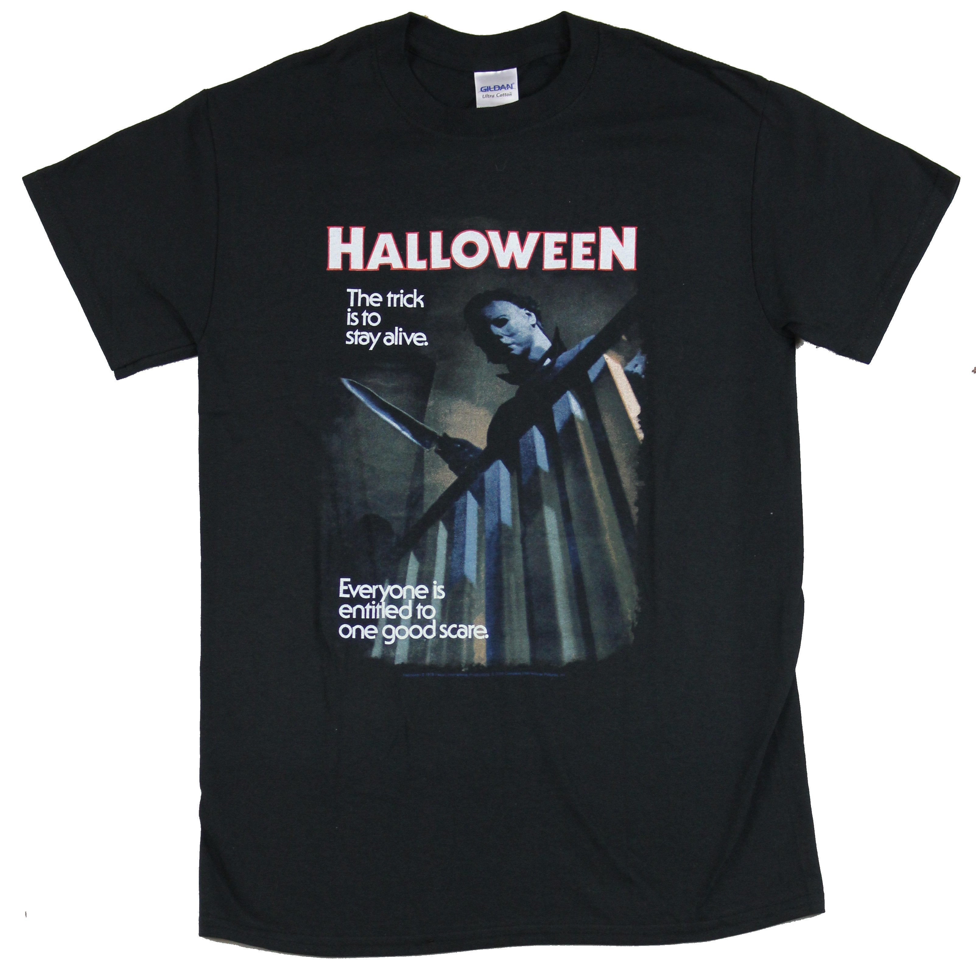 Halloween Mens T-Shirt - Trick Is to Stay Alive Poster Hoodie, Sweatshirt | CiraTrend.com (Image 1)