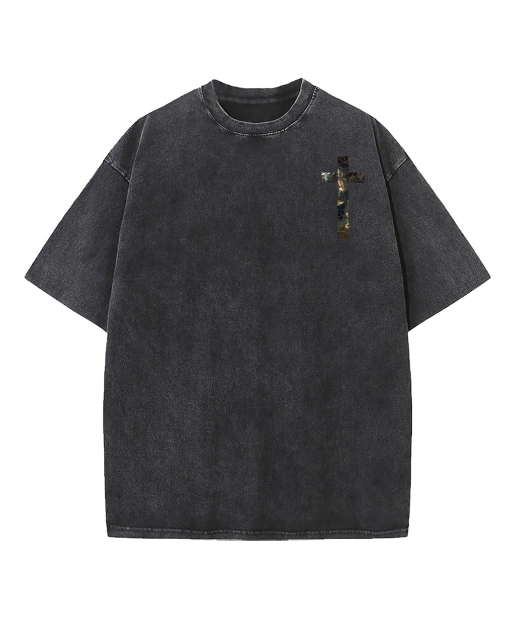 Virgin of the Rocks God Turns Double Sided Washed Christian T-shirt Hoodie, Sweatshirt | CiraTrend.com (Image 5)
