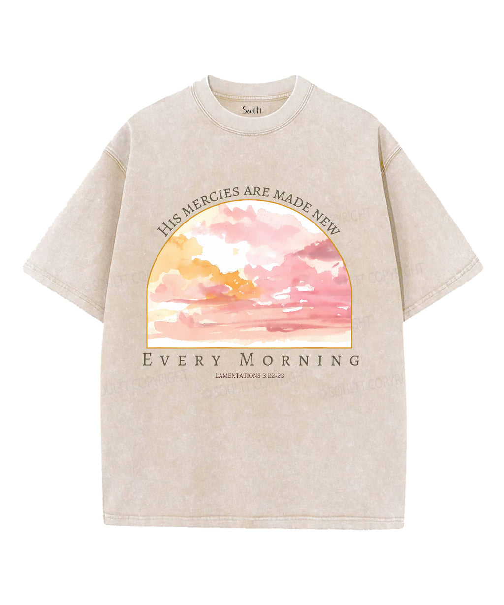 His Mercies Are New Every Morning Unisex Washed Christian T-shirt Hoodie, Sweatshirt | CiraTrend.com (Image 1)