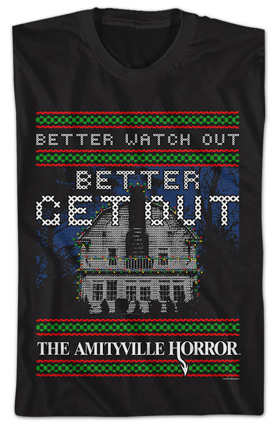 Better Watch Out Faux Ugly Christmas Sweater Amityville Horror T-Shirt Hoodie, Sweatshirt | CiraTrend.com (Image 2)