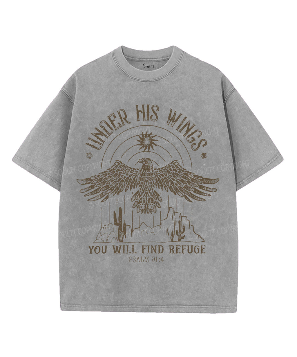 Under His Wings Unisex Washed Christian T-shirt Hoodie, Sweatshirt | CiraTrend.com (Image 3)