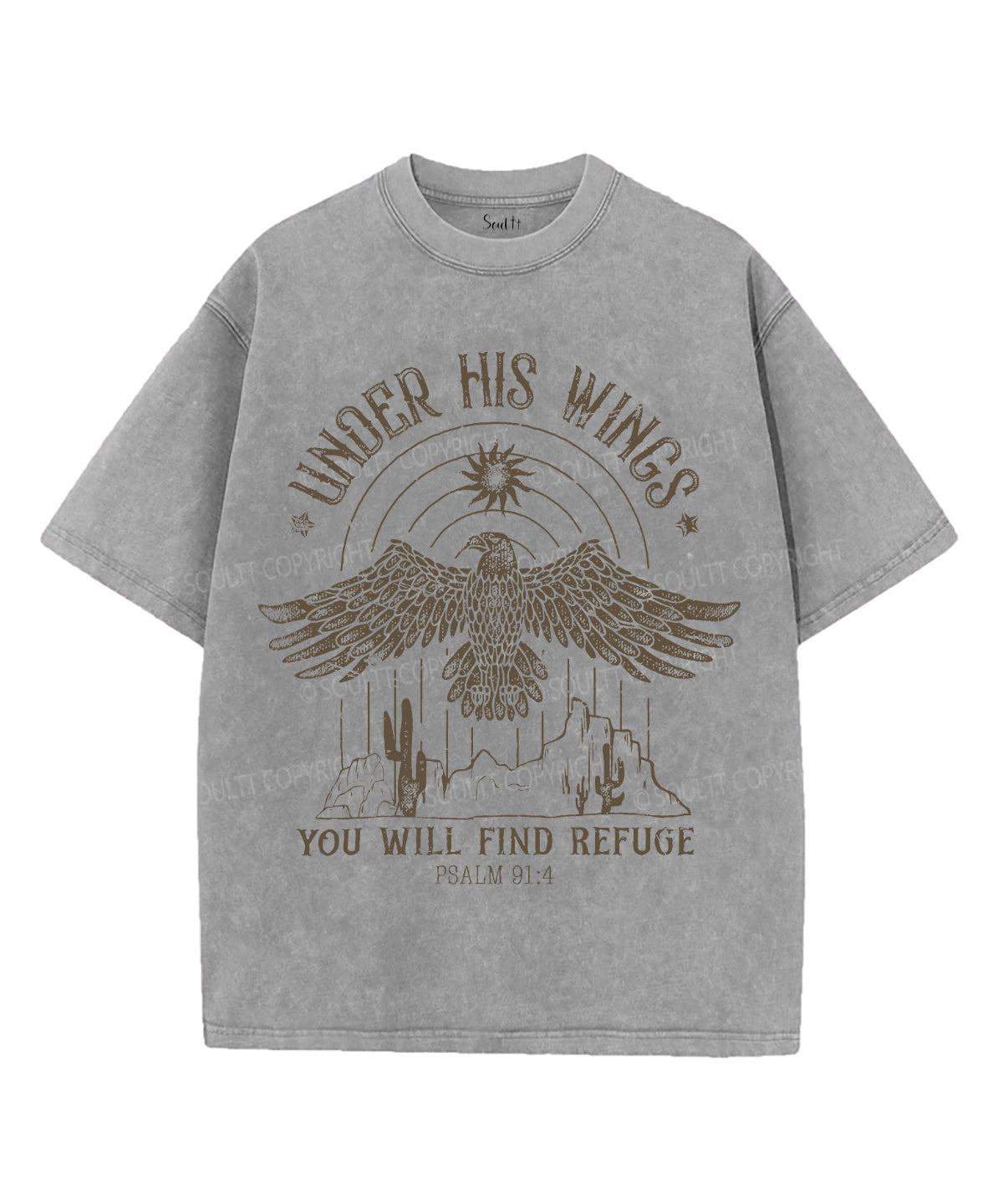 Under His Wings Unisex Washed Christian T-shirt Hoodie, Sweatshirt | CiraTrend.com (Image 3)
