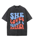 She Loves Jesus And America Unisex Washed Christian T-shirt Style003 Hoodie, Sweatshirt | CiraTrend.com (Image 1)