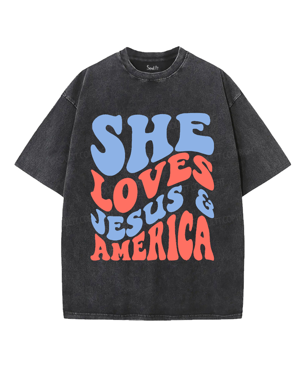 She Loves Jesus And America Unisex Washed Christian T-shirt Style003 Hoodie, Sweatshirt | CiraTrend.com (Image 1)