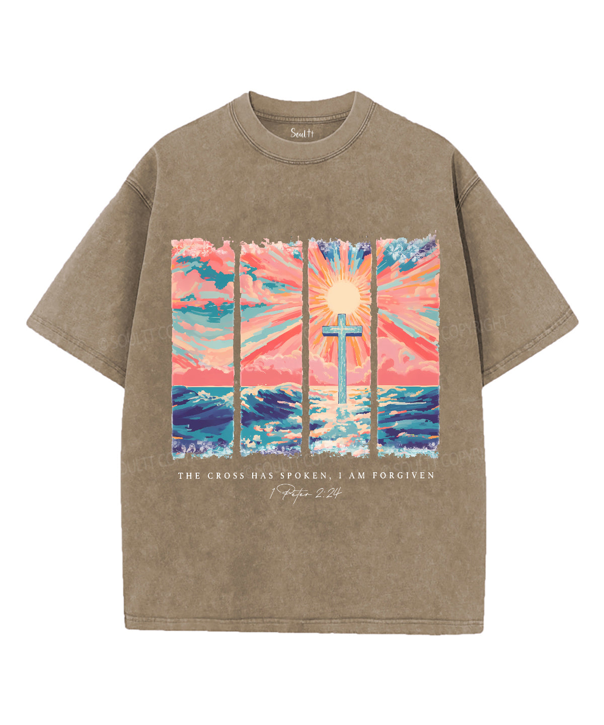 The Cross Has Spoken Unisex Washed Christian T-shirt Hoodie, Sweatshirt | CiraTrend.com (Image 5)