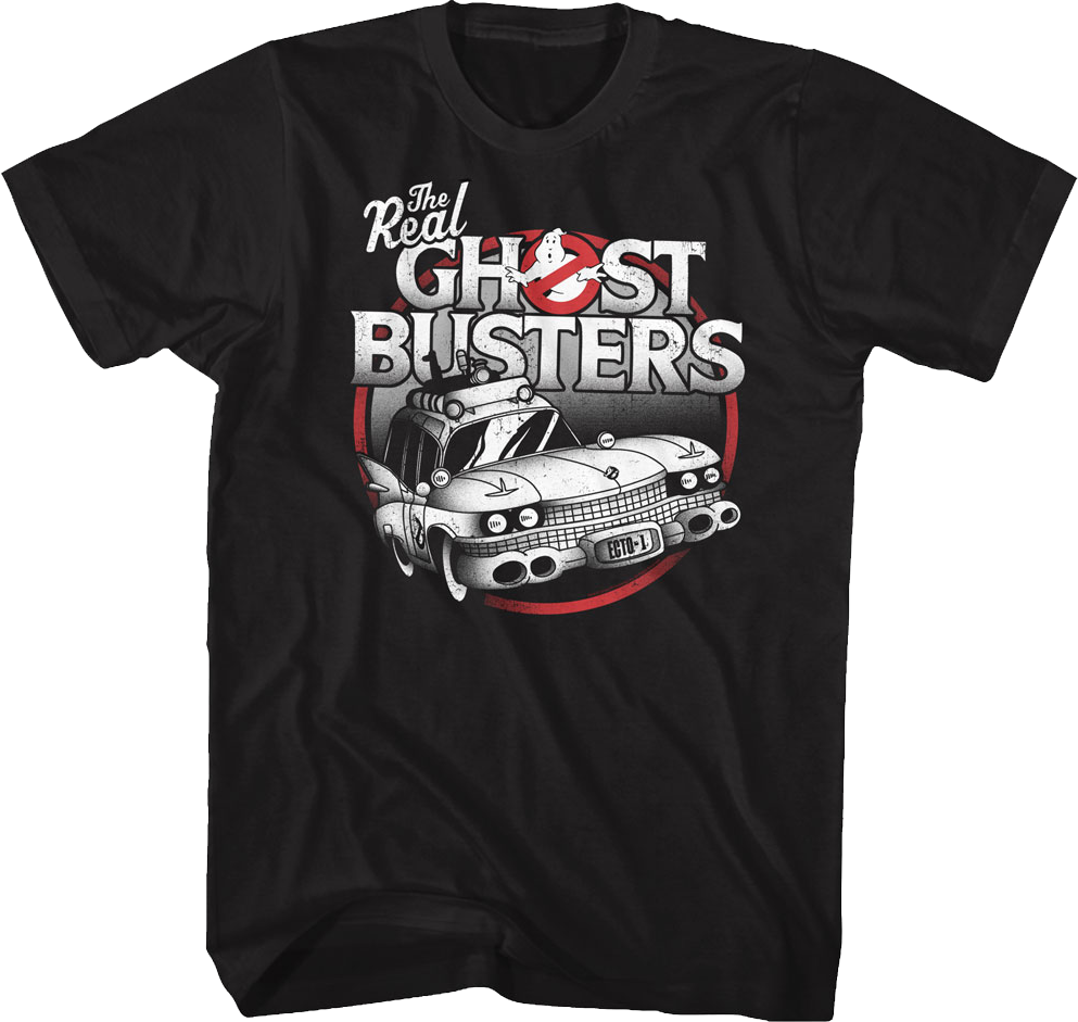 Black and White Ecto-1 Real Ghostbusters T-Shirt Hoodie, Sweatshirt | CiraTrend.com (Image 1)