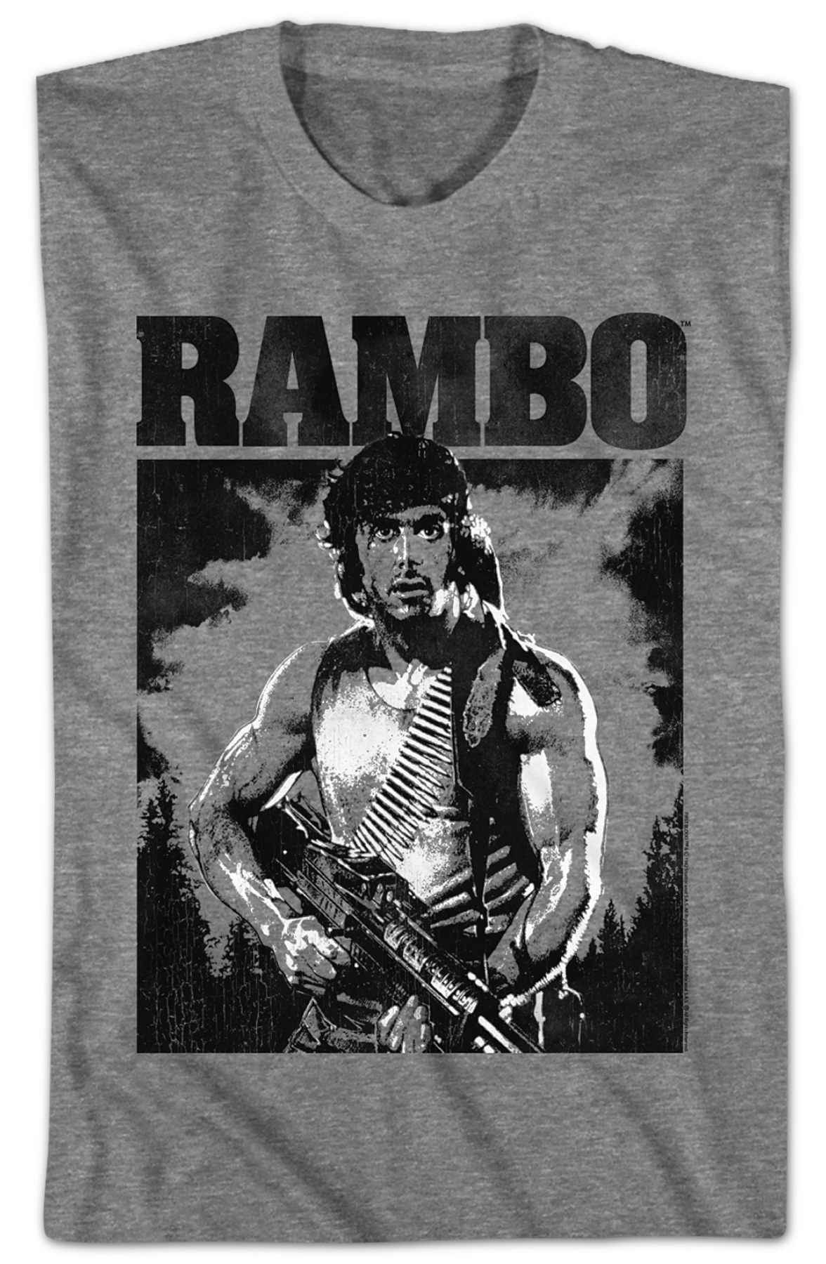Black and White Rambo T-Shirt Hoodie, Sweatshirt | CiraTrend.com (Image 2)