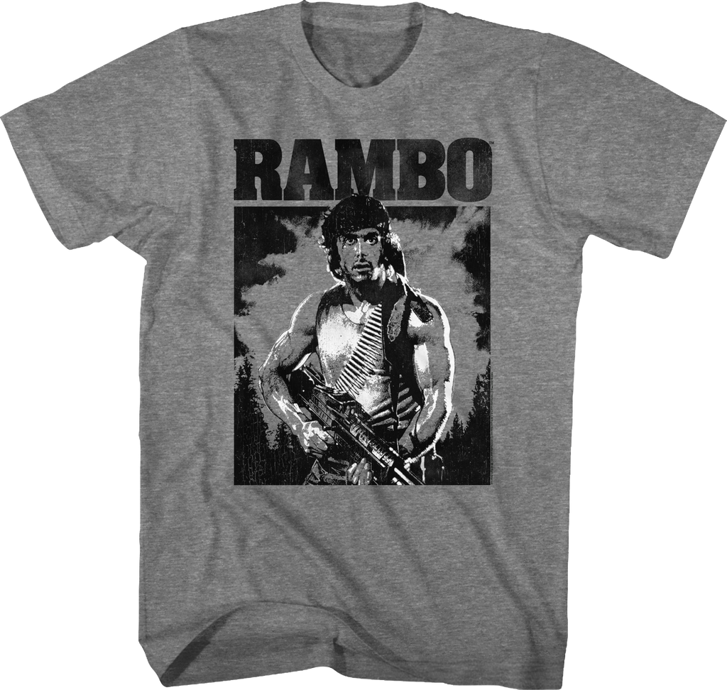 Black and White Rambo T-Shirt Hoodie, Sweatshirt | CiraTrend.com (Image 1)