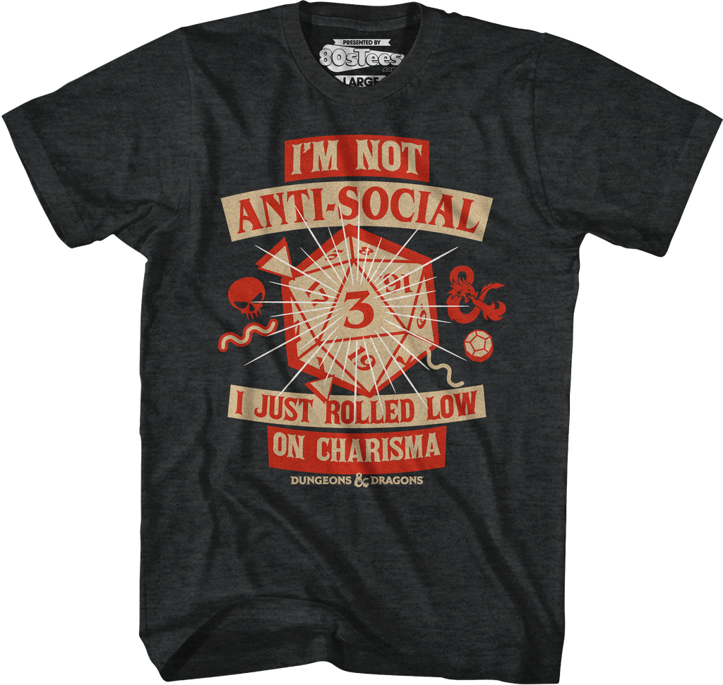 Black Heather Rolled Low On Charisma Dungeons & Dragons T-Shirt Hoodie, Sweatshirt | CiraTrend.com (Image 1)